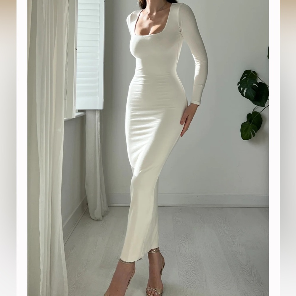 White Billie Bamboo Bodycon Dress Aym Studio